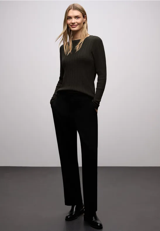 Trui met geribbelde textuur darkest brown