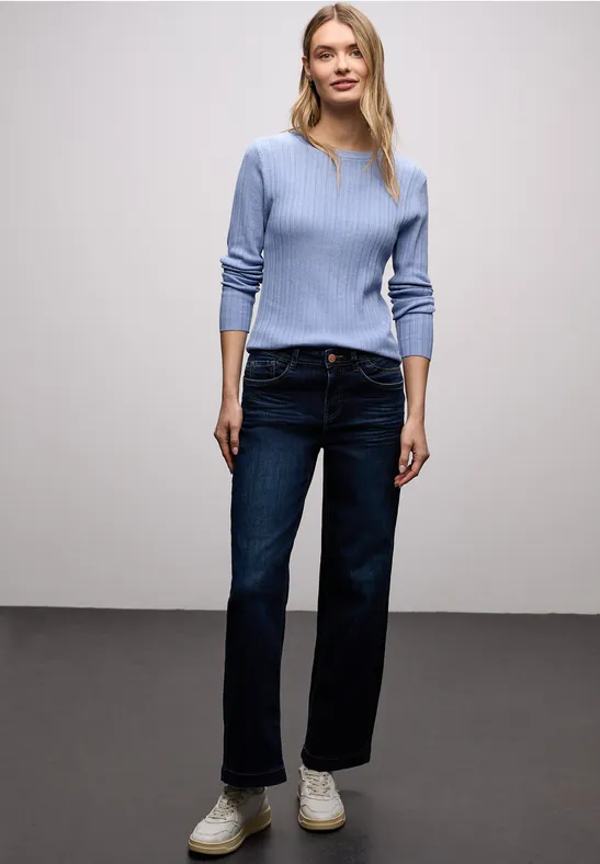 Trui met geribbelde textuur frosted blue mel.