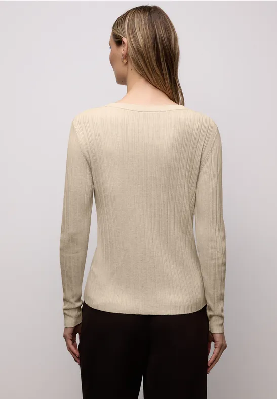 Trui met geribbelde textuur cotton beige mel.