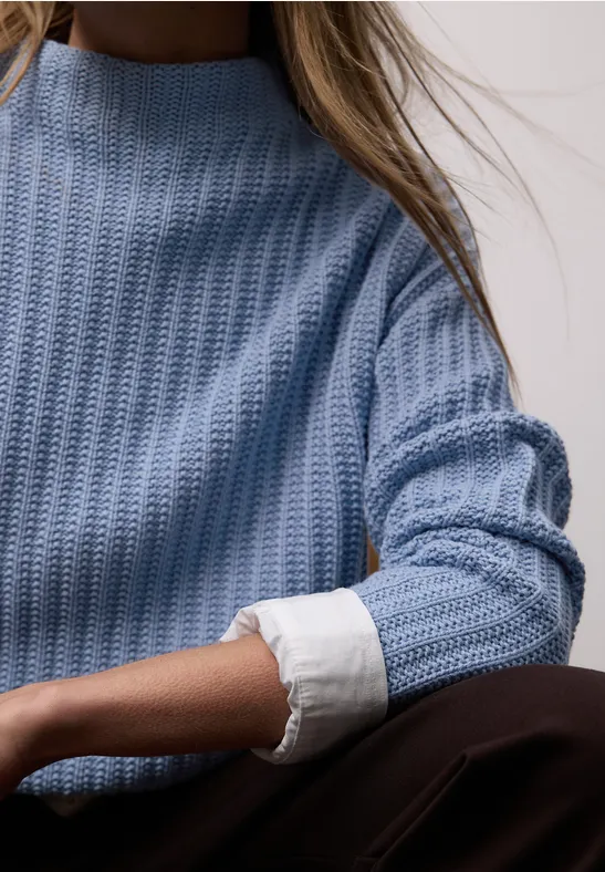 Turtleneck Strukturpullover frosted blue