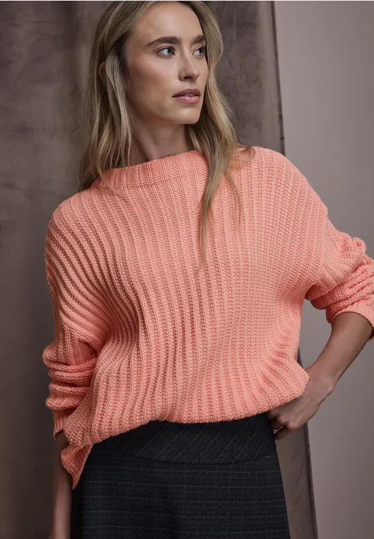 Turtleneck Strukturpullover light apricot