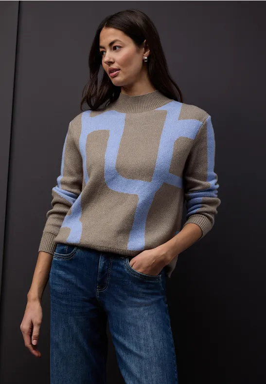 Jacquard Pullover light terra mocha mel.