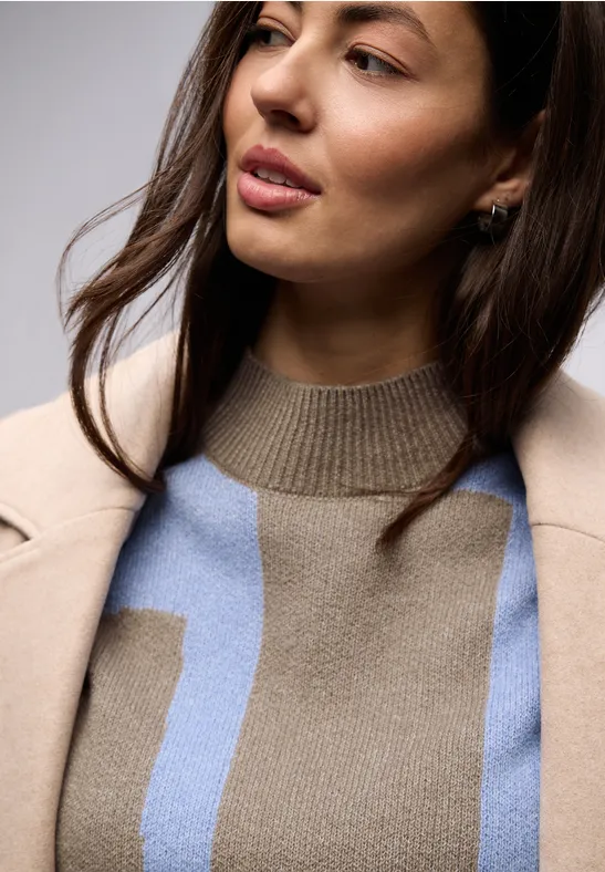 Jacquard Pullover light terra mocha mel.