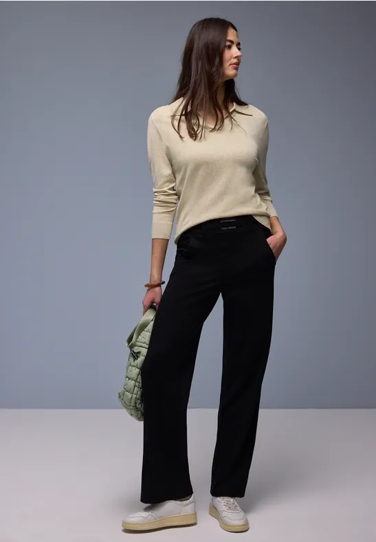 Pull-over en couleur unie cotton beige mel.