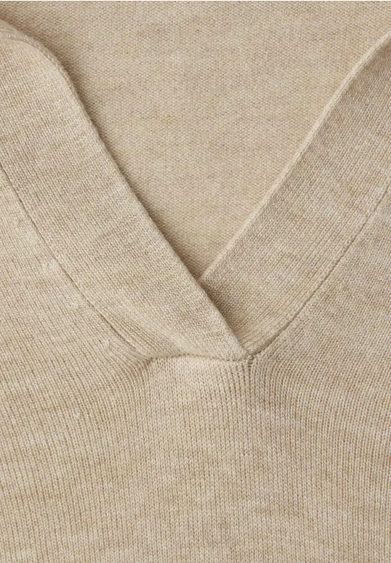 Pull-over en couleur unie cotton beige mel.