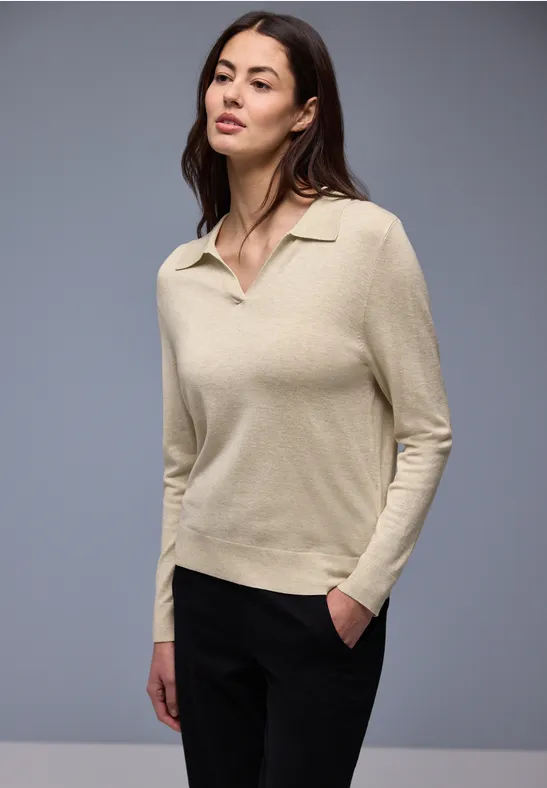 Pull-over en couleur unie cotton beige mel.