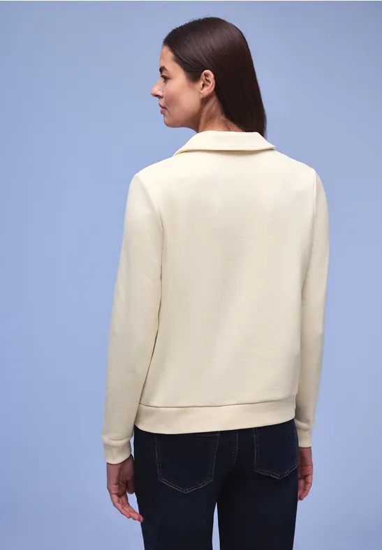 Sweat-shirt à col soft beige