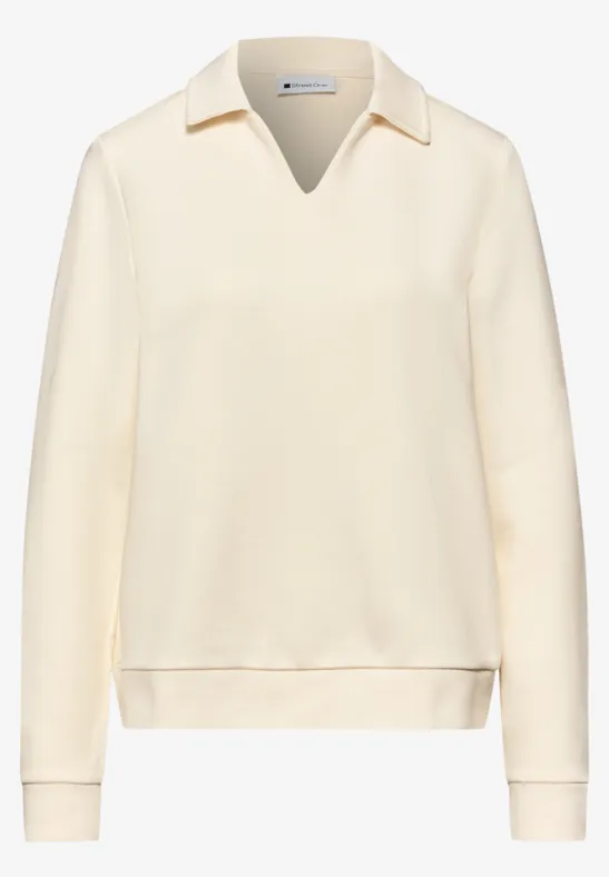 Sweat-shirt à col soft beige
