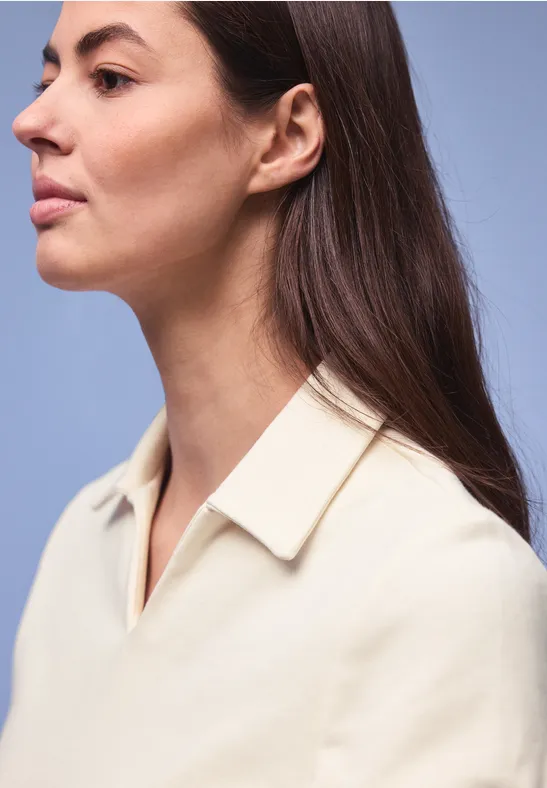 Sweat-shirt à col soft beige