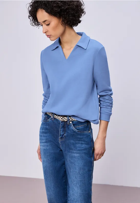 Sweat-shirt à col bonnet blue