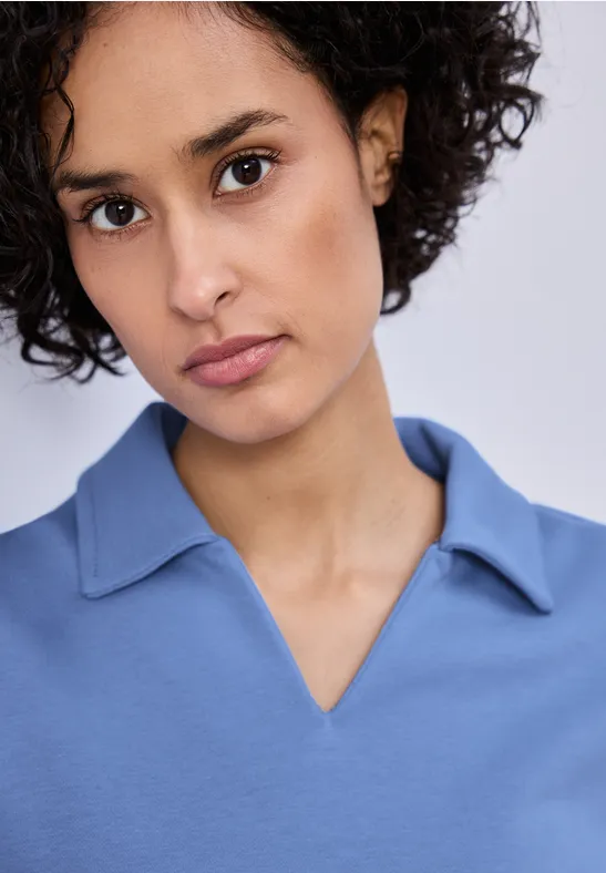 Sweat-shirt à col bonnet blue