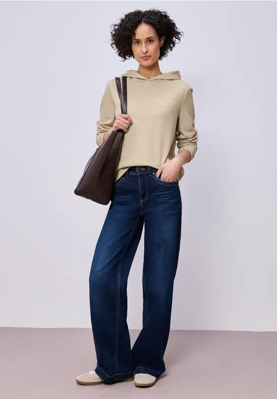 Hoodie mit Backprint cotton beige