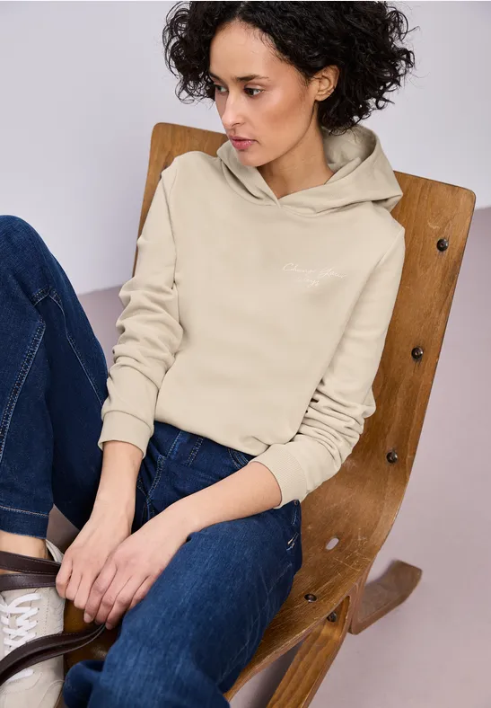 Hoodie mit Backprint cotton beige
