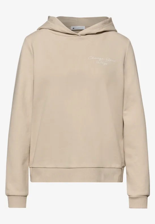 Hoodie mit Backprint cotton beige