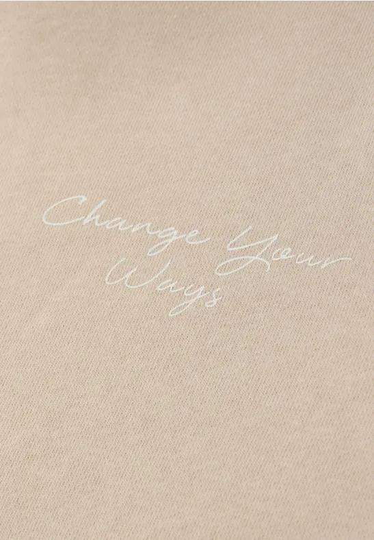 Hoodie mit Backprint cotton beige