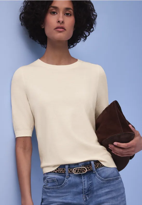 Pull-over en couleur unie cream white melange