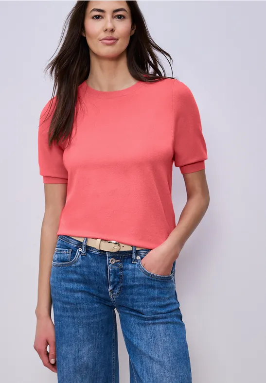 Pull-over en couleur unie striking coral
