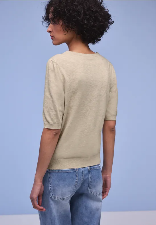 Pull-over en couleur unie cotton beige mel.