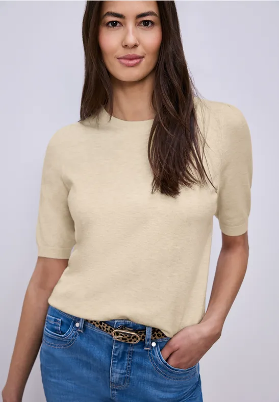 Pull-over en couleur unie smoke beige mel.