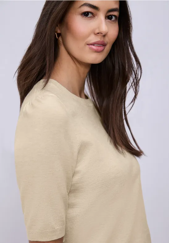 Pull-over en couleur unie smoke beige mel.