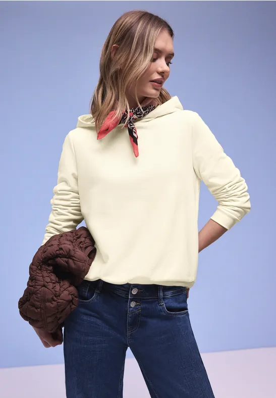 Hoodie in effen kleur soft beige