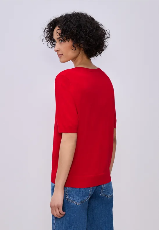 Kurzarm Pullover mit Rundhals salsa red
