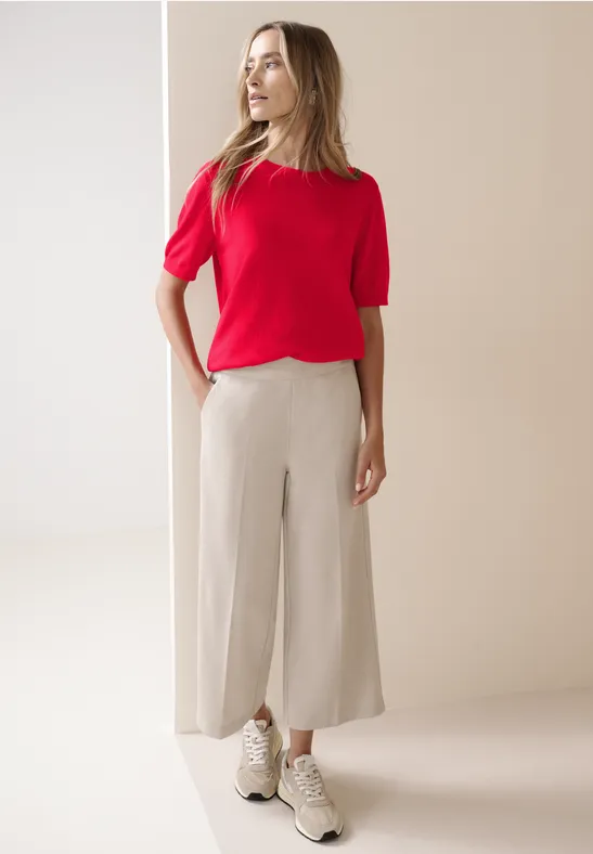 Kurzarm Pullover mit Rundhals salsa red