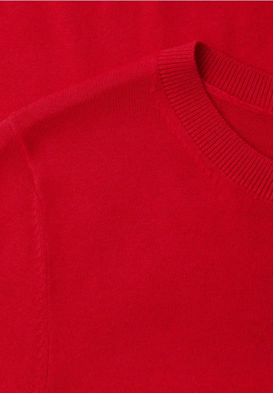 Kurzarm Pullover mit Rundhals salsa red