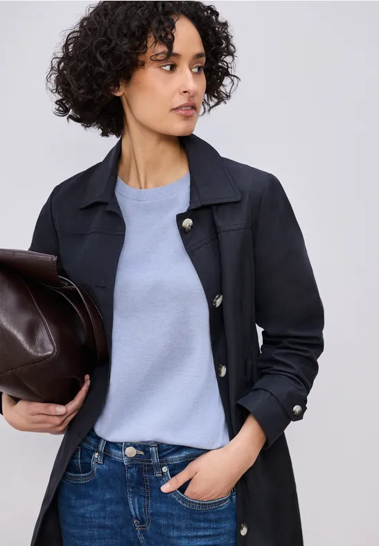 Kurzarm Pullover mit Rundhals cashmere blue mel.