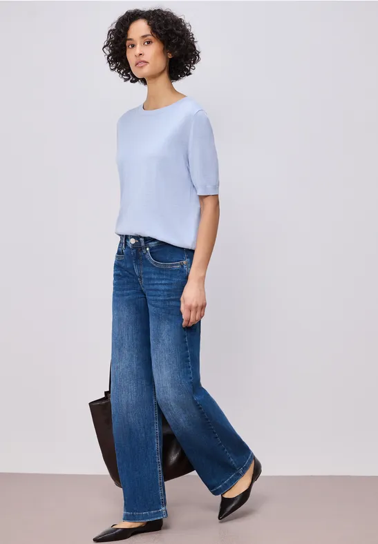 Kurzarm Pullover mit Rundhals cashmere blue mel.