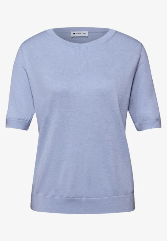Kurzarm Pullover mit Rundhals cashmere blue mel.