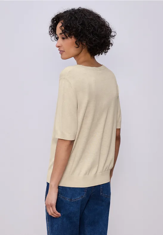 Kurzarm Pullover mit Rundhals smoke beige mel.
