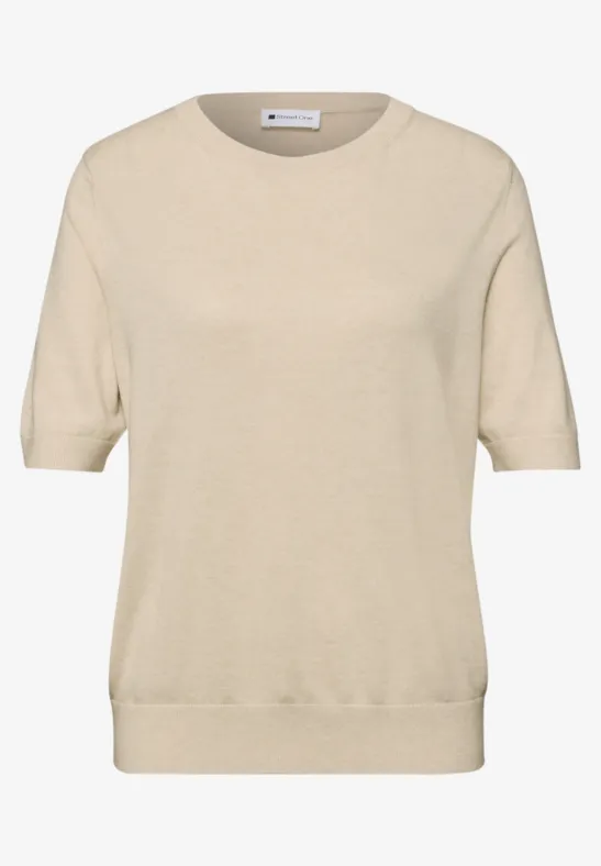 Kurzarm Pullover mit Rundhals smoke beige mel.