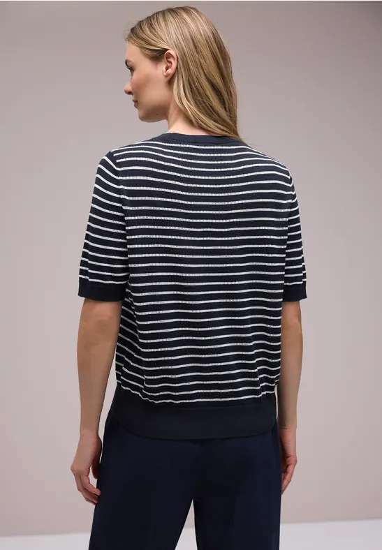 Kurzarm Pullover mit Streifenmuster shadowed navy
