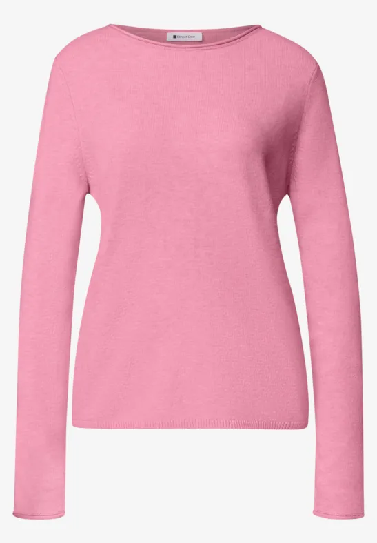 Ein schlichtes, rosa Langarmshirt für Damen.