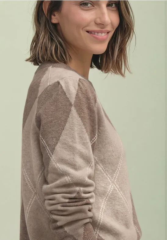 Street One Langarm Pullover mit Argyle-Muster