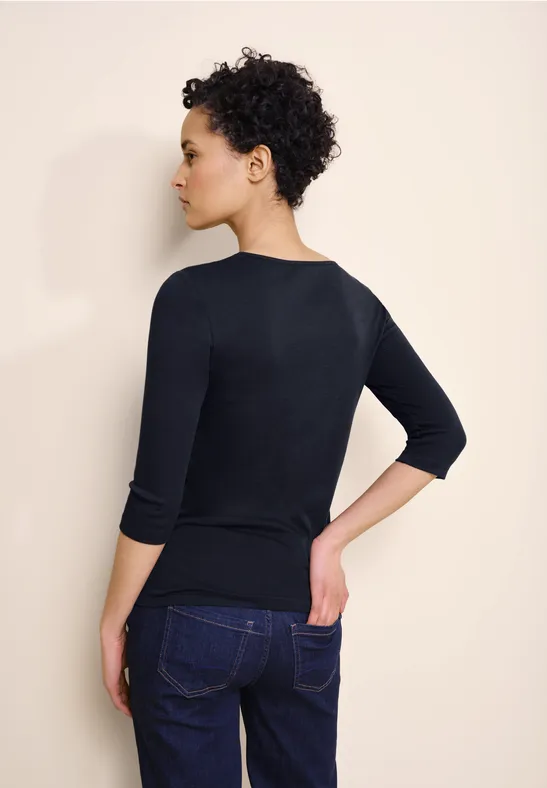 Basic T-Shirt mit 3/4 Arm deep blue