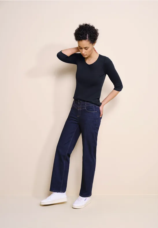 Basic T-Shirt mit 3/4 Arm deep blue