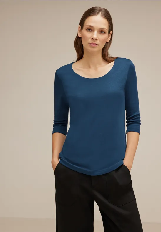 Basic T-Shirt mit 3/4 Arm atlantic blue