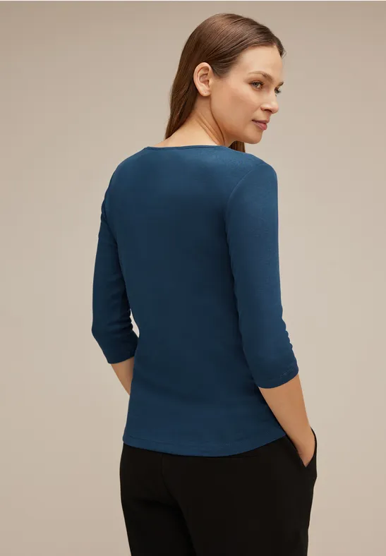 Basic T-Shirt mit 3/4 Arm atlantic blue