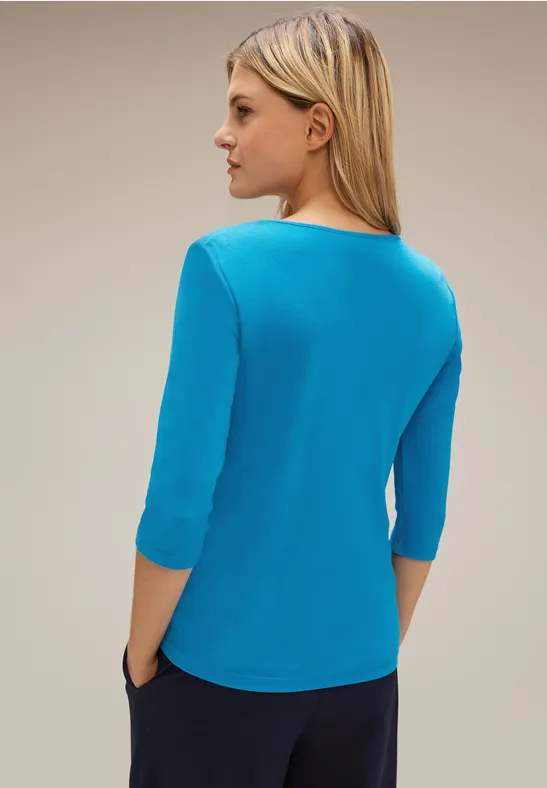 Basic T-Shirt mit 3/4 Arm aquamarine blue