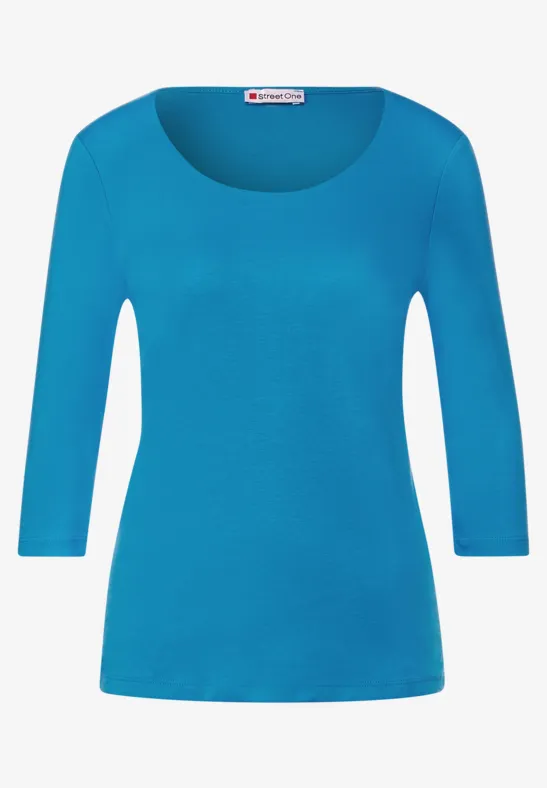 Basic T-Shirt mit 3/4 Arm aquamarine blue