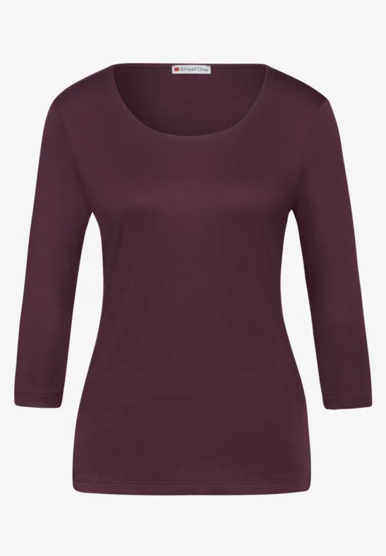 Basic T-shirt met 3/4 mouwen mulberry red