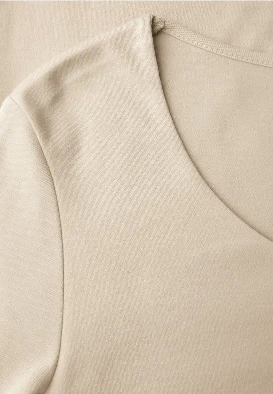Basic Shirt met 3/4 mouwen cotton beige