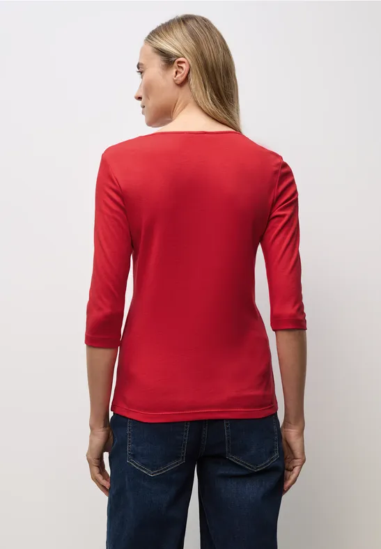 Basic T-Shirt mit 3/4 Arm racing red