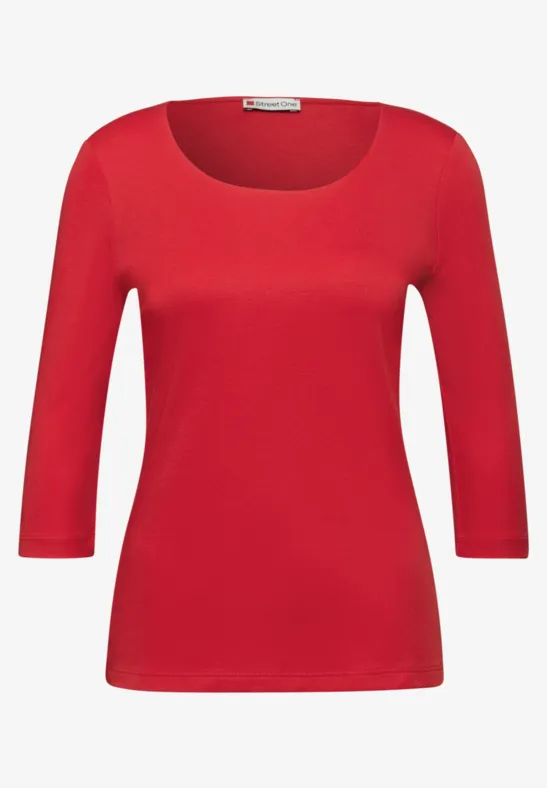 Basic T-Shirt mit 3/4 Arm racing red