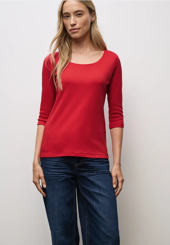 Basic T-Shirt mit 3/4 Arm racing red