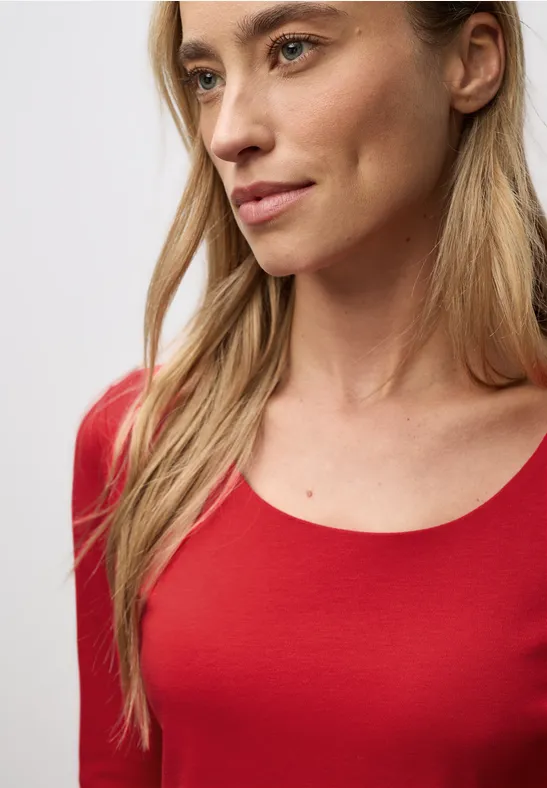 Basic T-Shirt mit 3/4 Arm racing red