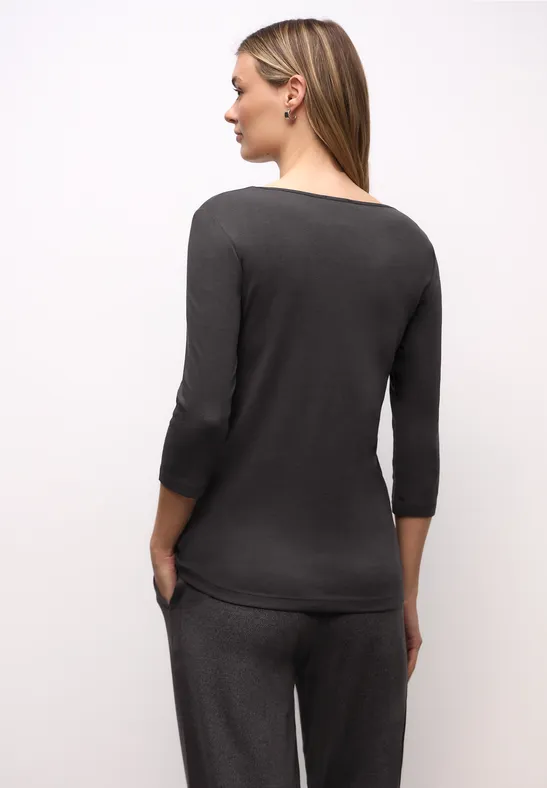 Basic Shirt met 3/4 mouwen darkest brown