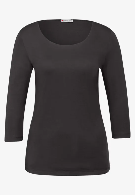 Basic Shirt met 3/4 mouwen darkest brown